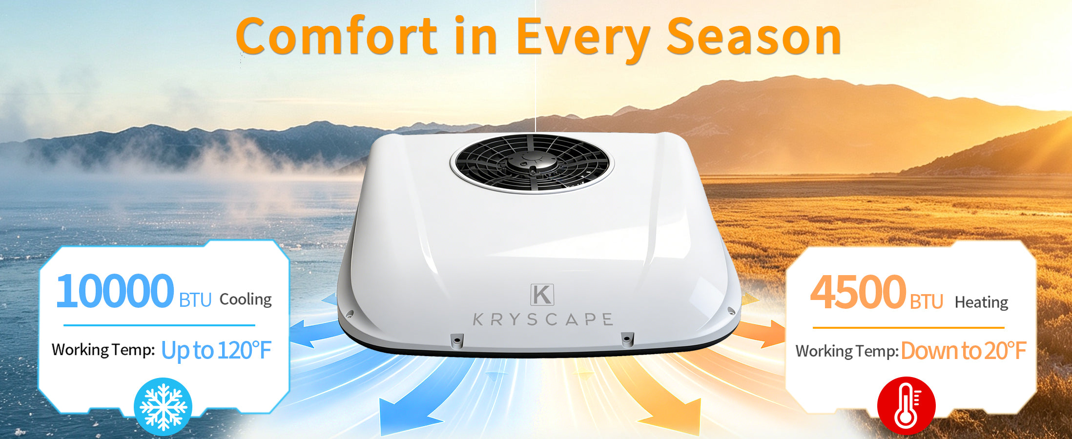12V 10000 BTU Rooftop RV Air Conditioner for RV, Van, Camper, Truck