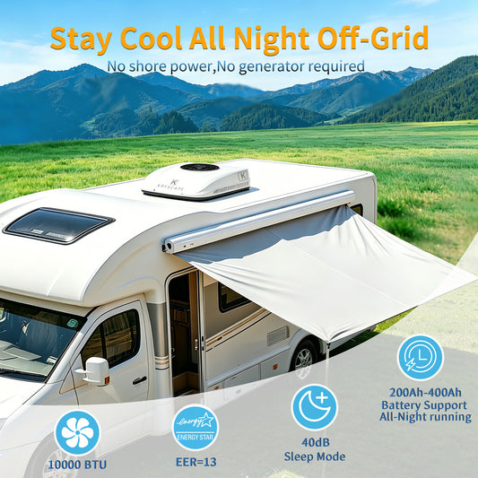 12V 10000BTU Rooftop RV Air Conditioner for RV, Van, Camper, Truck KrysCape