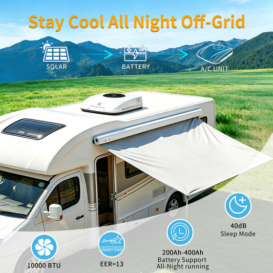 12V 10000BTU Rooftop RV Air Conditioner for RV, Van, Camper, Truck KrysCape