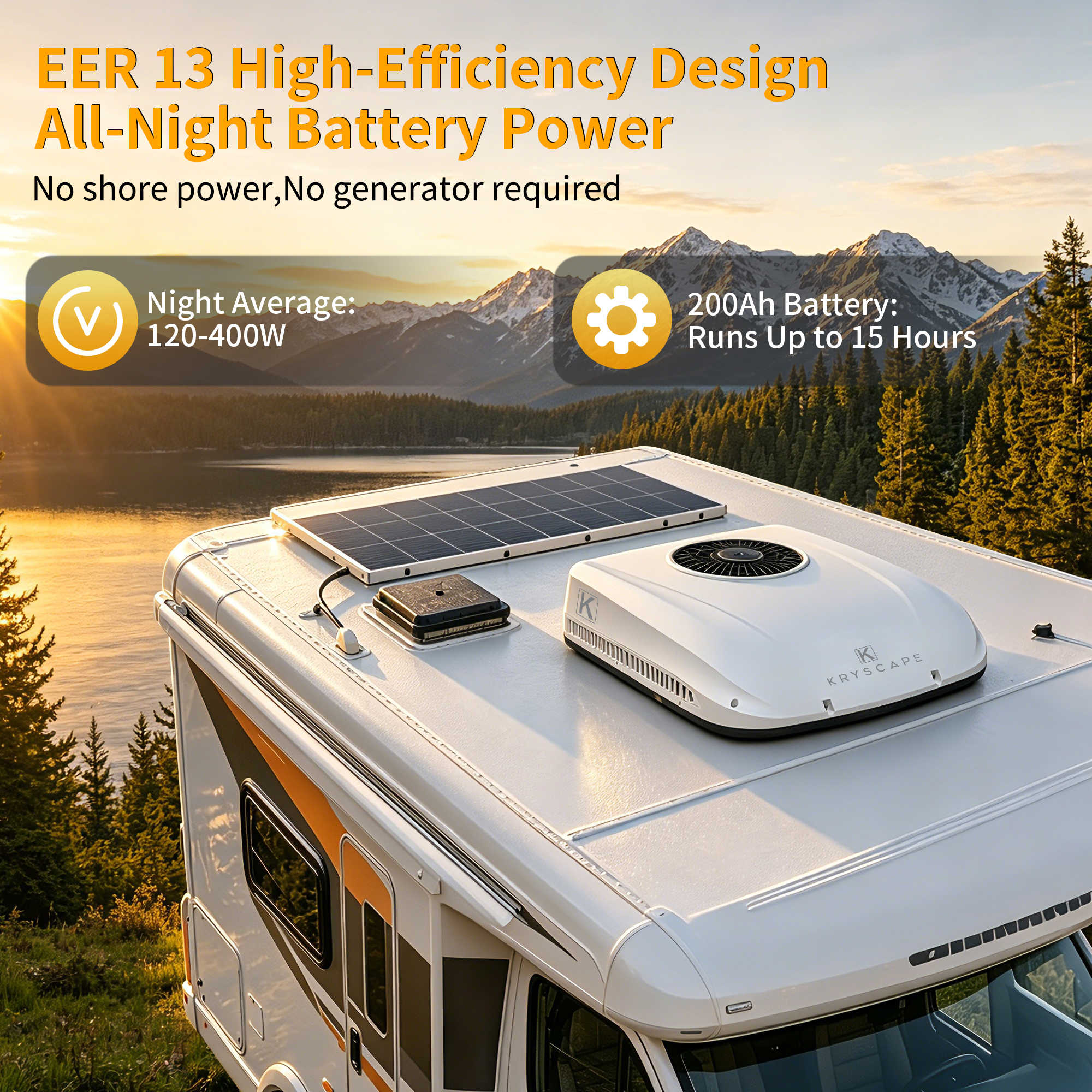 12V 10000BTU Rooftop RV Air Conditioner for RV, Van, Camper, Truck KrysCape
