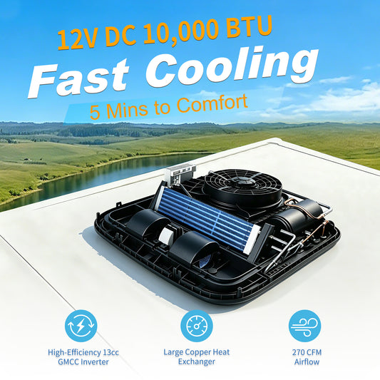 12V 10000BTU Rooftop RV Air Conditioner for RV, Van, Camper, Truck KrysCape
