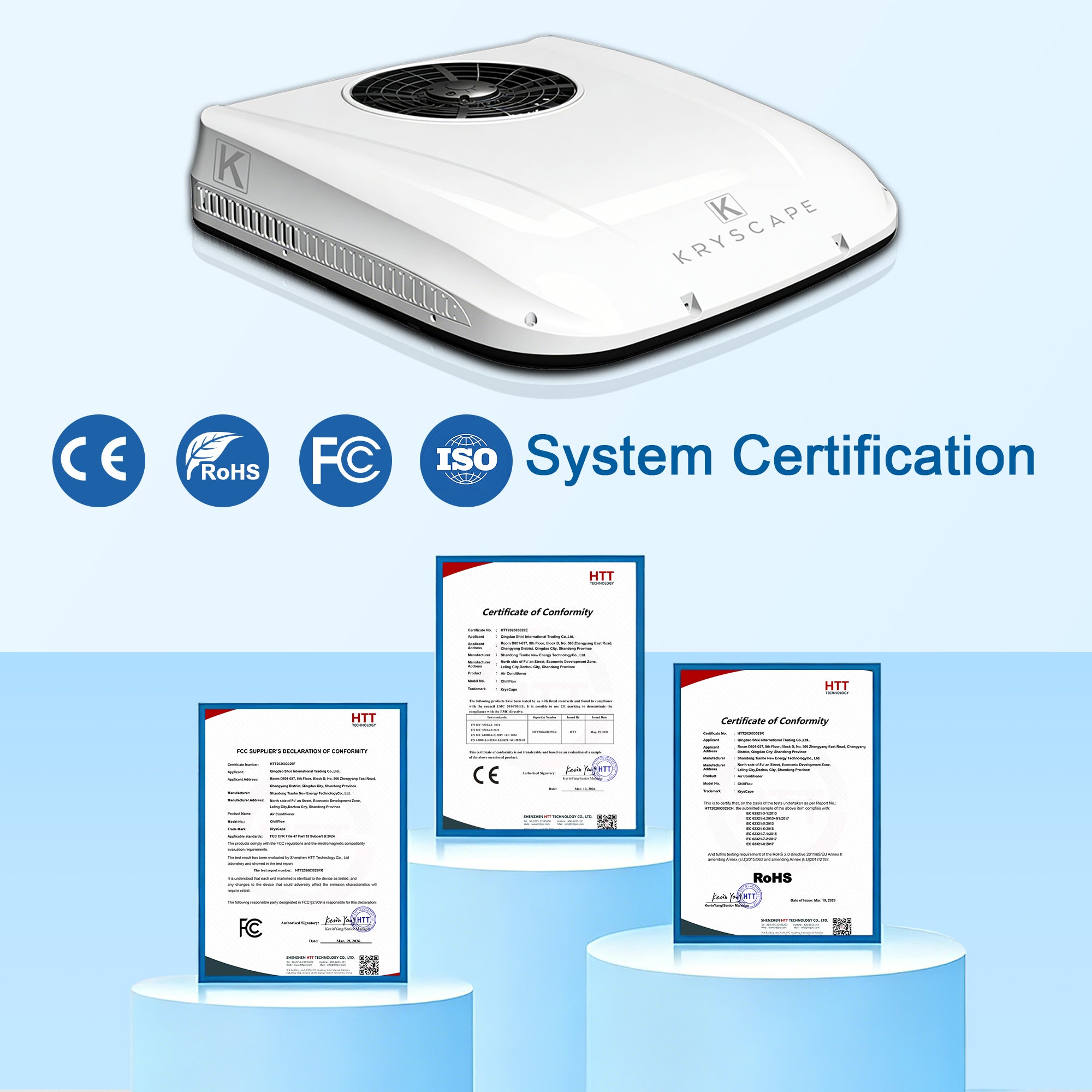 12V 10000BTU Rooftop RV Air Conditioner for RV, Van, Camper, Truck KrysCape